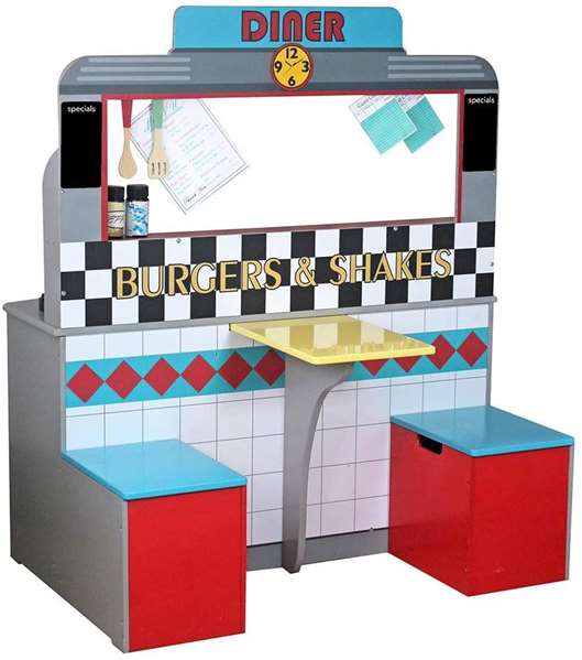 Woomax - Cuisine jouet en bois rétro pour enfants, dimensions 90x58x104 cm, avec lumières et sons, nécessite piles AAA