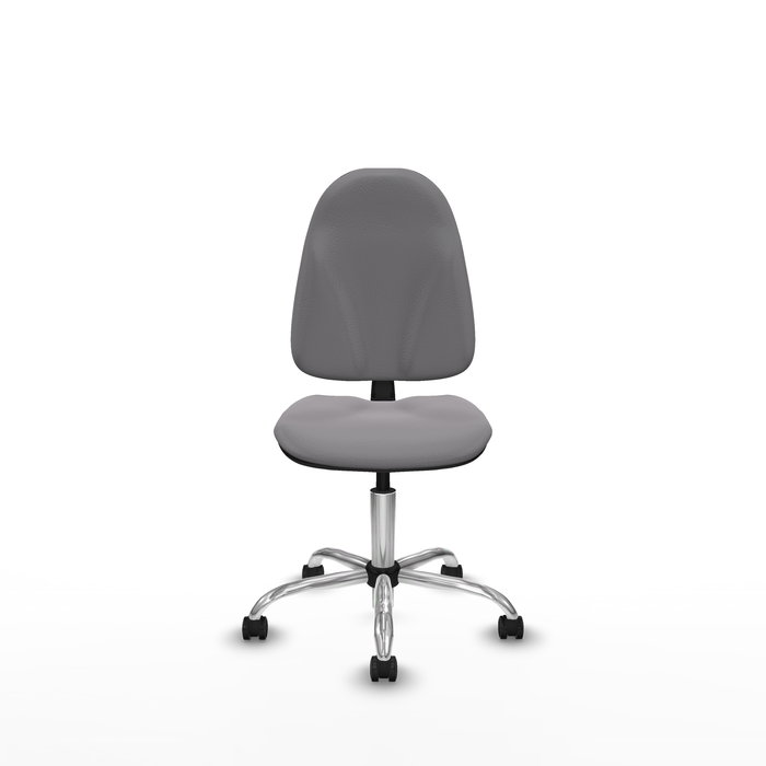 Chaise Algarra Contact permament de base Cuir écologique Gris Structure chromée Sans accoudoirs Sans appui-tête Roulettes pour moquette