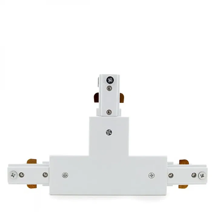 Connecteur T pour rail bifasique, blanc