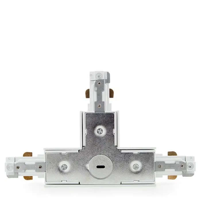 Connecteur T pour rail bifasique, blanc