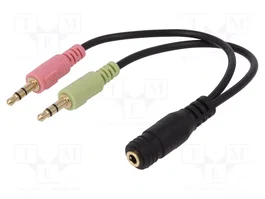 LOGILINK Câble audio Jack 3,5mm 3pin x2 et socle Jack 3,5mm 4pin, 150mm