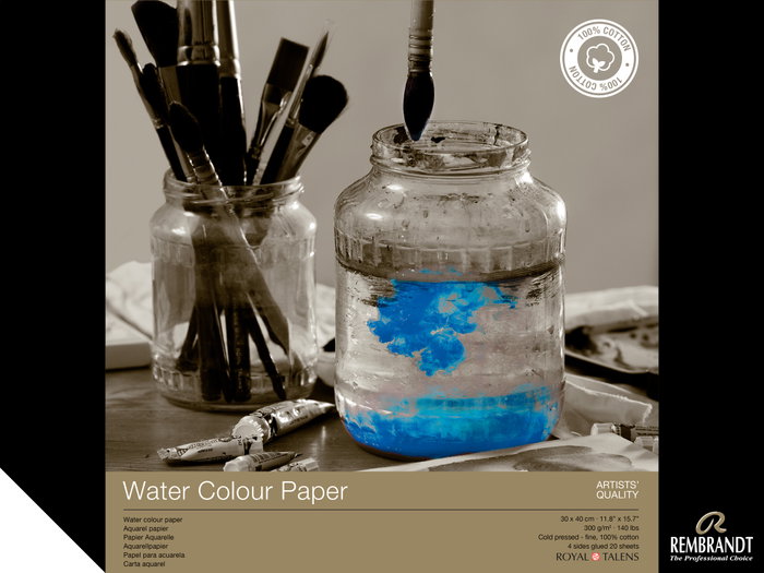 Rembrandt Papier aquarelle 100 % coton, 30 x 40 cm, 300 g, 20 feuilles Rembrandt Papier aquarelle 100 % coton, 30 x 40 cm, 300 g, 20 feuilles
