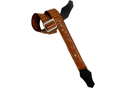 GETM Correa sangle pour guitare/basse en cuir synthétique caramel, ajustable jusqu'à 165 cm