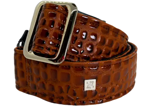 GETM Correa sangle pour guitare/basse en cuir synthétique caramel, ajustable jusqu'à 165 cm