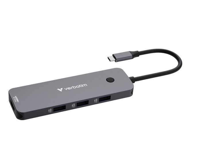 Verbatim Hub Multiports USB-C Pro 8 Ports CMH-08 avec 2x HDMI, 3x USB-A 3.2, Lecteurs SD/microSD, USB-C PD et Résolution jusqu'à 8K