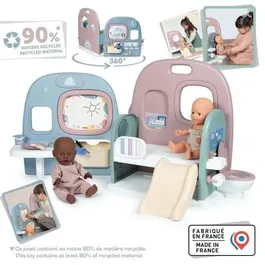Smoby - Baby Care Crèche pour Enfant à partir de 3 ans - Jeu d'imitation avec Espaces de Jeu Multiples et Accessoires