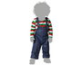 Déguisement bébé garçon effrayant Chucky 12-24 mois avec combinaison à rayures et salopette pour Halloween, cinéma d'horreur, fêtes costumées