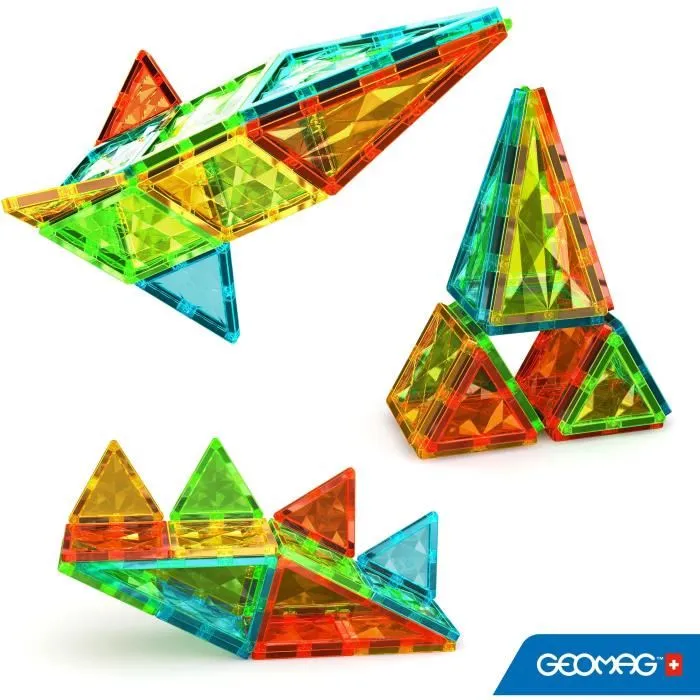 Geomag Tuiles Magnétiques Gems 4100 - 16 Pièces - Formes Géométriques - Effet Cristal - Jeu de Construction Créatif pour Enfants Dès 3 Ans