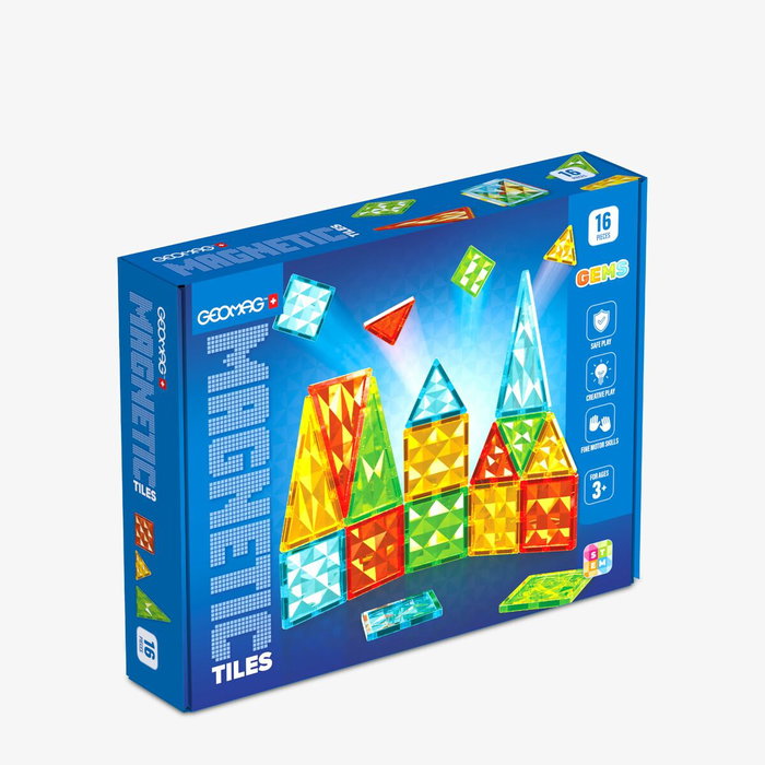 Geomag Tiles Gems 4100 - 16 Tuiles Magnétiques Effet Cristal Geomag Tiles Gems 4100 - 16 Tuiles Magnétiques Effet Cristal