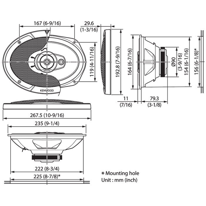Kenwood KFC-S6977EX Haut-parleurs 3 voies 6x9 pouces Kenwood KFC-S6977EX Haut-parleurs 3 voies 6x9 pouces