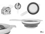 Kinvara Colador Plegable avec Mango 20 cm – Blanc et Gris, Plastique PP et TPR, Compatible Frigo et Lave-vaisselle (Set de 24)