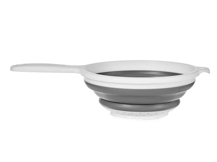 Kinvara Colador Plegable avec Mango 20 cm – Blanc et Gris, Plastique PP et TPR, Compatible Frigo et Lave-vaisselle (Set de 24)