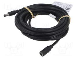 GOOBAY Câble d'alimentation DC rond noir 5m, DC 5,5/2,1 prise et socle