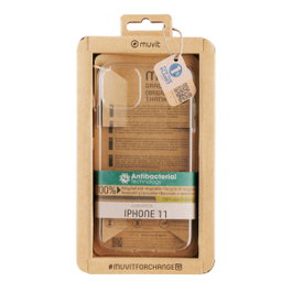 Muvit Coque Recycletek Antibactérienne pour iPhone 11 Transparent
