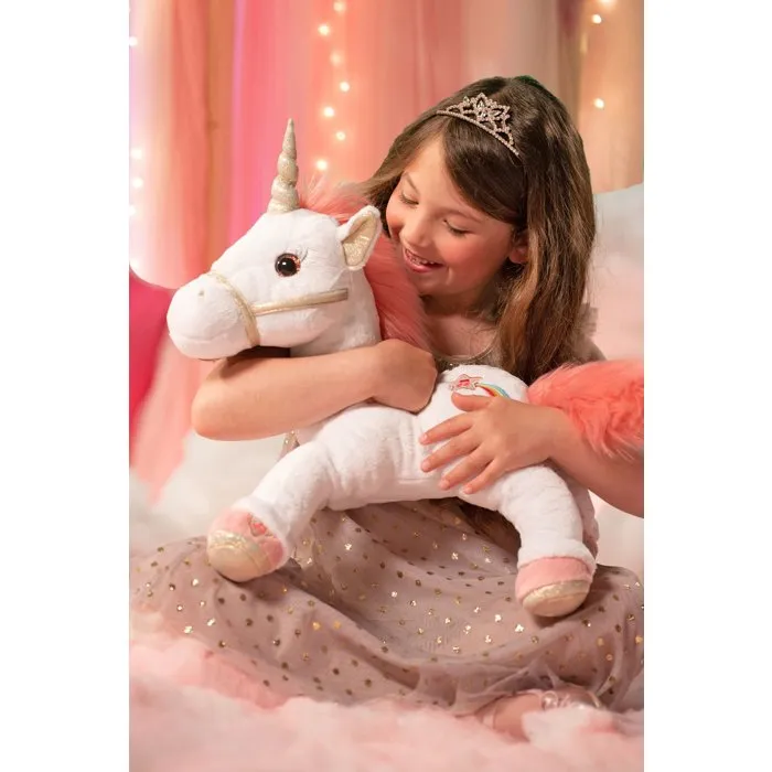 Gipsy Toys Licorne Lica Bella Magique - Peluche Lumineuse et Sonore avec Baguette Magique - 35 cm - Rose et Blanc