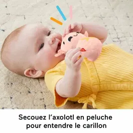 Fisher-Price Coffret 4 Jouets Sensoriels pour Bébé Les Sens en Éveil HRB17 : Carré de Tissus, Hochet Axolotl, Lapin de Dentition, Luciole à Billes