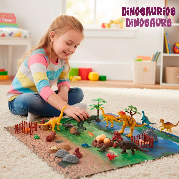Set Dinosaures Colorbaby 20 x 12 x 7 cm 52 Pièces 4 Unités