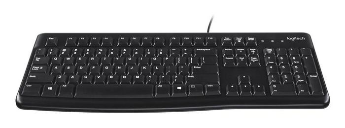 Logitech Clavier filaire USB K120 AZERTY - Clavier d'ordinateur robuste et confortable pour école/bureau, résistant aux liquides et désinfectants, caractères blancs bien visibles