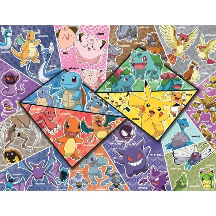 Nathan Puzzle 2000 pièces Pokémon - Les 16 types - 98 x 75 cm - À partir de 14 ans