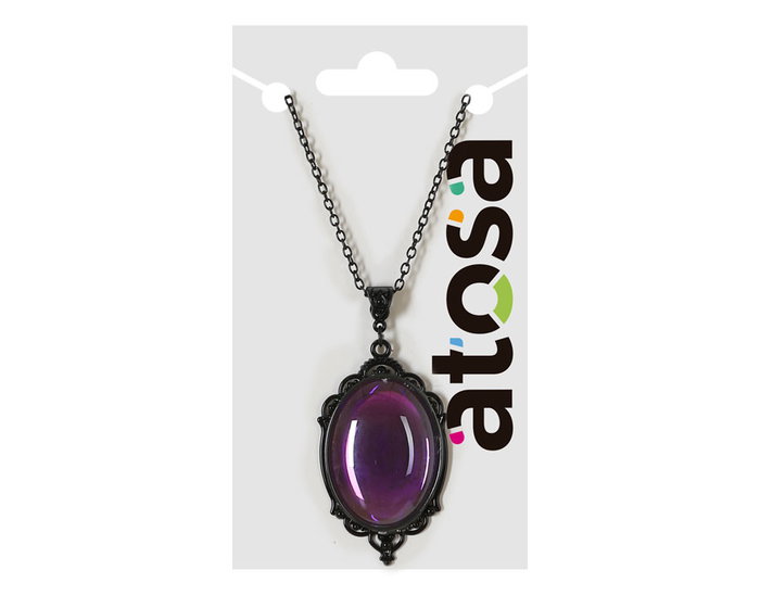 Collier vintage avec pierre violette et cadre noir style gothique Collier vintage avec pierre violette et cadre noir style gothique