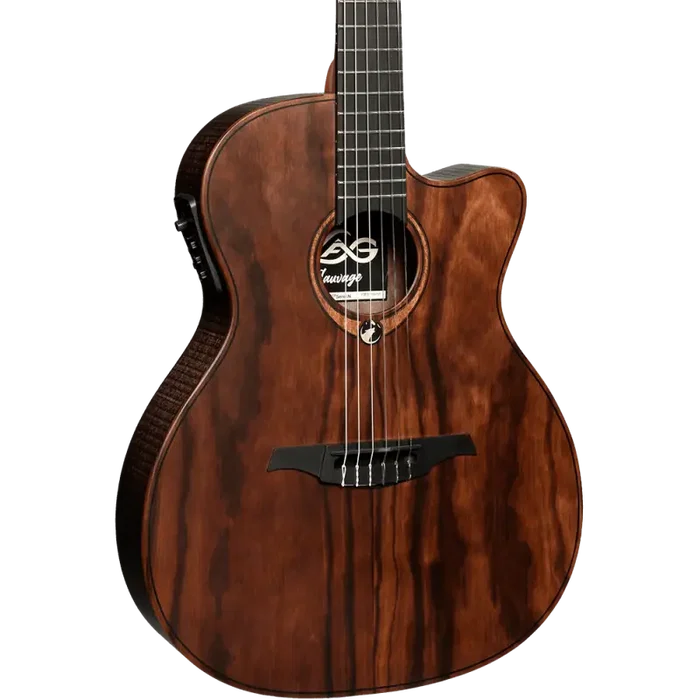 LAG Guitare Acoustique Folk Nylon Auditorium Électroacoustique Cutaway - Naturel - Taille 4/4 LAG Guitare Acoustique Folk Nylon Auditorium Électroacoustique Cutaway - Naturel - Taille 4/4