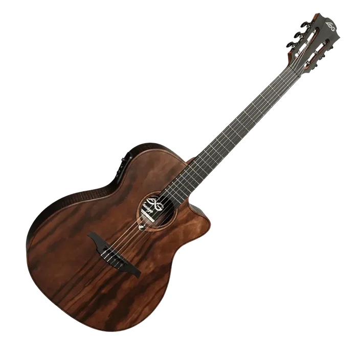 LAG Guitare Acoustique Folk Nylon Auditorium Électroacoustique Cutaway - Naturel - Taille 4/4 LAG Guitare Acoustique Folk Nylon Auditorium Électroacoustique Cutaway - Naturel - Taille 4/4