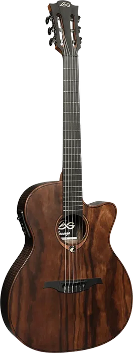 LAG Guitare Acoustique Folk Nylon Auditorium Électroacoustique Cutaway - Naturel - Taille 4/4 LAG Guitare Acoustique Folk Nylon Auditorium Électroacoustique Cutaway - Naturel - Taille 4/4