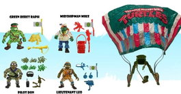 Playmates Tortues Ninja Classic figurines pack de 4 Sewer Heroes avec Parachute