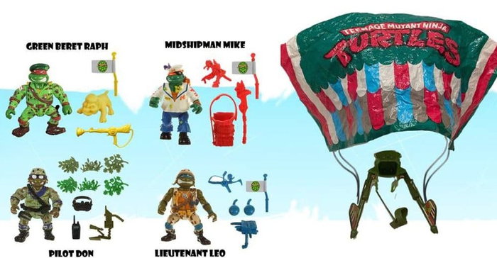 Playmates Tortues Ninja Classic figurines pack de 4 Sewer Heroes avec Parachute Playmates Tortues Ninja Classic figurines pack de 4 Sewer Heroes avec Parachute