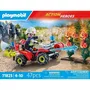 Playmobil 71825 - Pompier avec quad et arbustes enflammés - Figurine avec véhicule et accessoires pour enfant à partir de 3 ans