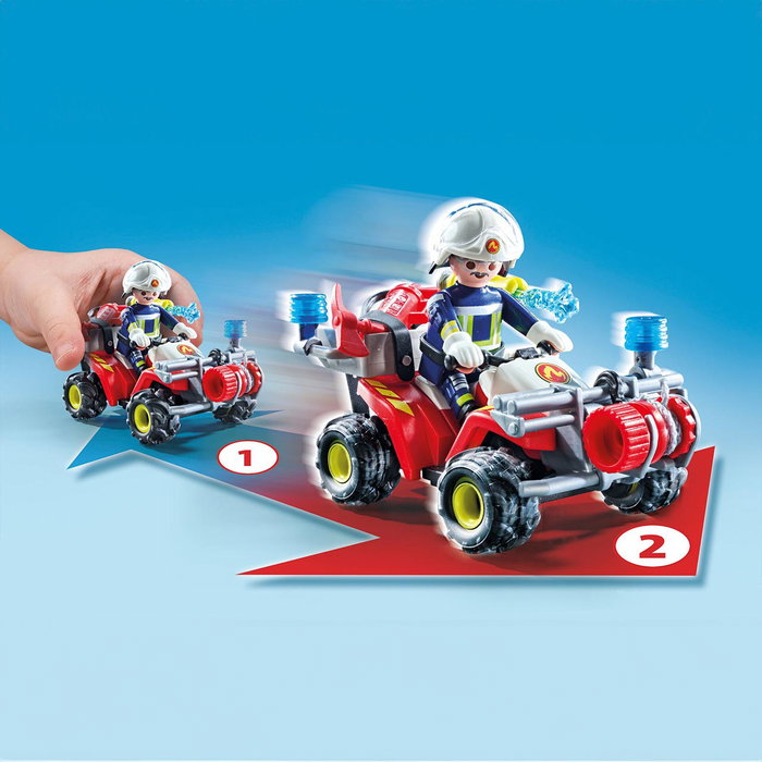 Playmobil 71825 Pompier avec quad et arbustes enflammés