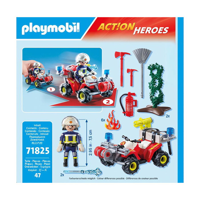 Playmobil 71825 Pompier avec quad et arbustes enflammés