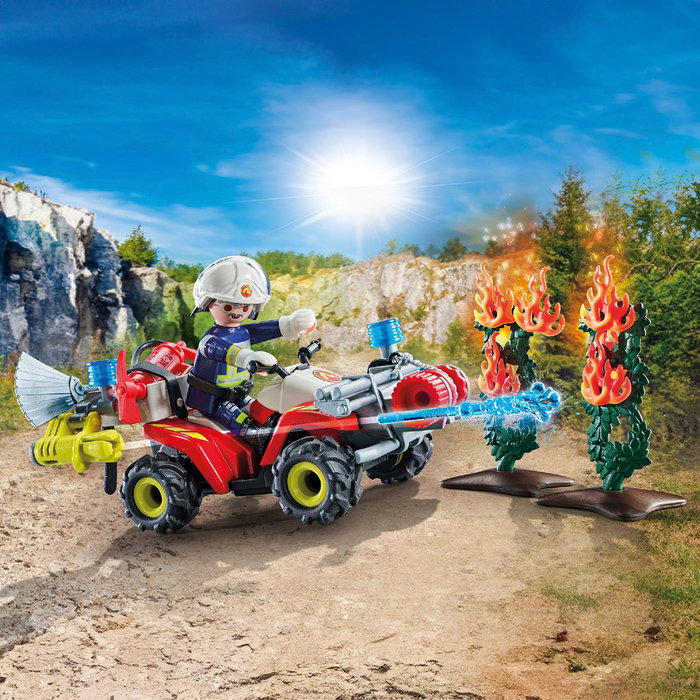 Playmobil 71825 Pompier avec quad et arbustes enflammés