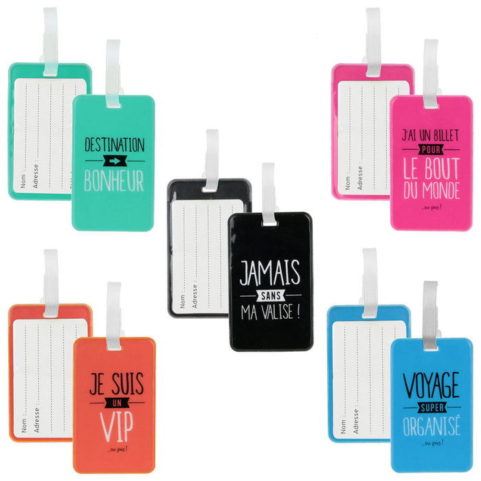Jet Lag Lot de 2 porte-étiquettes de valise en PVC assortis