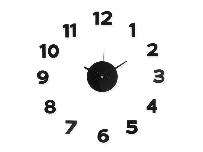 Giftdecor Horloge Autocollante 35 cm Chiffres Brillants Noir Plastique EVA PET PP (Set de 12)