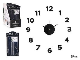 Giftdecor Horloge Autocollante 35 cm Chiffres Brillants Noir Plastique EVA PET PP (Set de 12)
