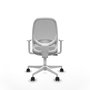 Chaise Cilanco Synchro 3 positions tissu Gris clair Maille Gris Structure polyamide blanc Accoudoirs blancs Sans appui-tête Roulettes 65mm nylon