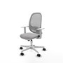 Chaise Cilanco Synchro 3 positions tissu Gris clair Maille Gris Structure polyamide blanc Accoudoirs blancs Sans appui-tête Roulettes 65mm nylon
