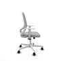Chaise Cilanco Synchro 3 positions tissu Gris clair Maille Gris Structure polyamide blanc Accoudoirs blancs Sans appui-tête Roulettes 65mm nylon