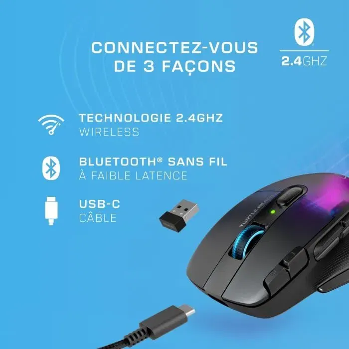 Turtle Beach Kone XP Air - Souris gaming sans fil avec station de charge et Bluetooth - 29 boutons programmables - Noir