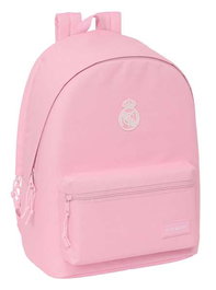 Safta Sac à dos double pour ordinateur portable 15,6 pouces avec port USB de chargement, motif Real Madrid, fille, rose, 31 x 44 x 18 cm