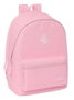 Safta Sac à dos double pour ordinateur portable 15,6 pouces avec port USB de chargement, motif Real Madrid, fille, rose, 31 x 44 x 18 cm
