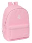 Safta Sac à dos double pour ordinateur portable 15,6 pouces avec port USB de chargement, motif Real Madrid, fille, rose, 31 x 44 x 18 cm