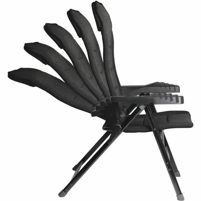 Soplair Major Fauteuil de Camping Noir - Dossier 5 Positions Réglable, Structure Aluminium, Toile 3D Mesh, Support 120 kg