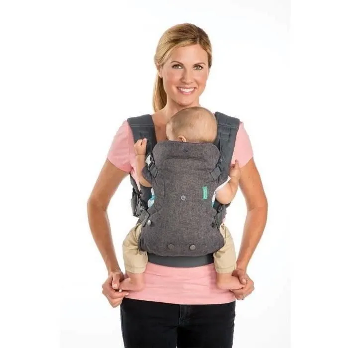 Infantino Flip Ergo - Porte-bébé physiologique 4 en 1 avec bavoir - 4 modes (ventral face, dos, face au monde) - De la naissance à 14.5 kg