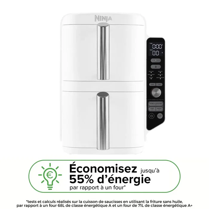 Ninja SL400EUWH Friteuse sans huile Air Fryer Double Stack XL 9.5L, 6 programmes, 2470W, blanc Ninja SL400EUWH Friteuse sans huile Air Fryer Double Stack XL 9.5L, 6 programmes, 2470W, blanc