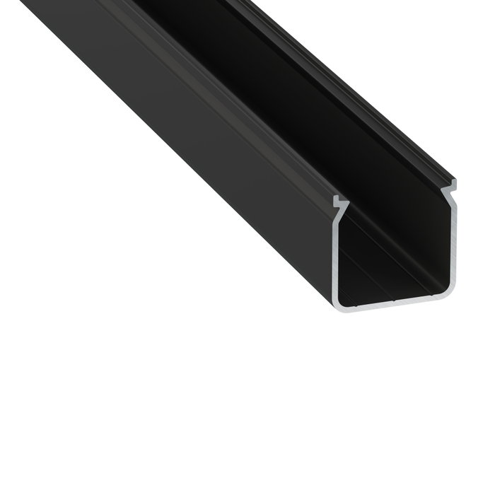 KIMERA-HELSE Profilé Aluminium Anodisé Noir avec Diffuseur Opal et Bouchons, 2,02 m