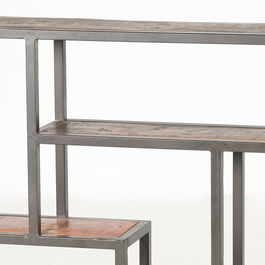 Étagère murale en métal et bois recyclé noir 80x80x18 cm - Étagère industrielle et rustique pour décoration intérieure