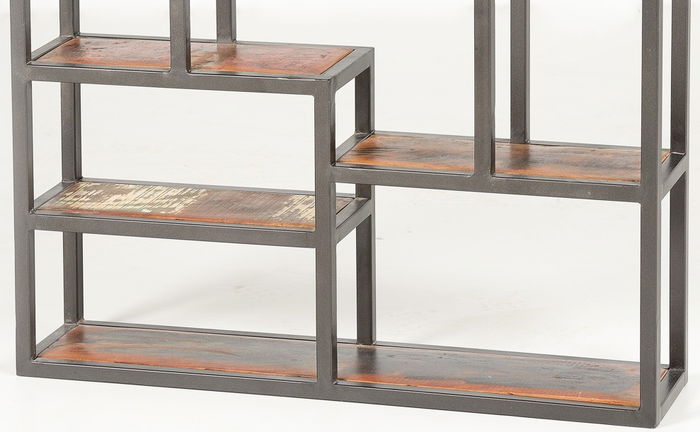 Étagère murale en métal et bois recyclé noir 80x80x18 cm - Étagère industrielle et rustique pour décoration intérieure