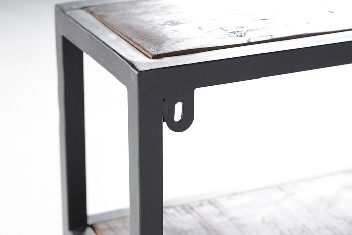 Étagère murale en métal et bois recyclé noir 80x80x18 cm - Étagère industrielle et rustique pour décoration intérieure